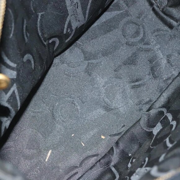 Salvatore Ferragamo Chain Vala Shoulder Bag Canvas Black Gold Auth - Picture 13 of 16